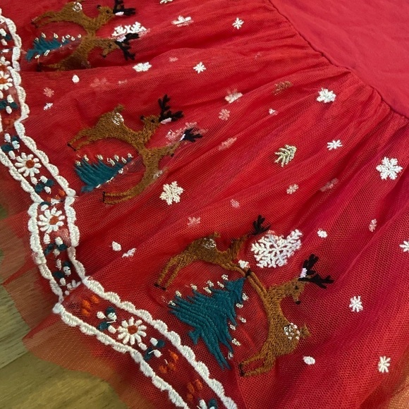 Hanna Andersson Red Christmas Reindeer Tulle Dress, size 3-6m - Picture 4 of 5